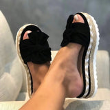 Nadine | Damen Frühlings Schleifen Slip-On Sandalen – Schwarz