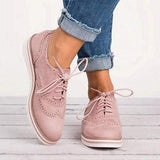 Damen Schnüroxfords – Orthopädische Schuhe mit Plateausohle – Rosa