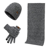 Cooles Winter-Set mit Mütze, Schal und Handschuhen – Grau