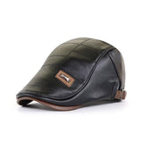 Retro Herren Lederbarett mit verstellbarem Band – Schwarz