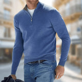 Sebastian | Leichter Quarter-Zip-Strickpullover für Herren – Blau