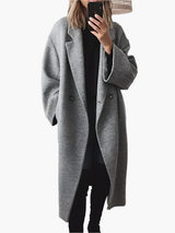 Laura | Damen Loose Fit Button Mantel im eleganten Design – Grau