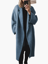 Laura | Damen Loose Fit Button Mantel im eleganten Design – Blau