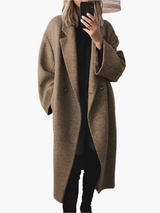 Laura | Damen Loose Fit Button Mantel im eleganten Design – Braun