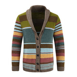James | Herren gestreifter Cardigan mit Knöpfen – Grün
