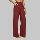 Damen-Stretchhose mit hoher Taille und Taschen – Rot