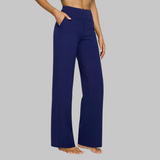 Damen-Stretchhose mit hoher Taille und Taschen – Blau