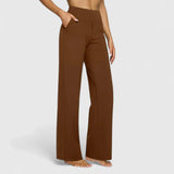 Nadine | Damen Weite Lounge-Hose mit Stretchbund – Braun