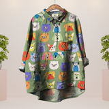 Elena | Lässiges Damen Kunstshirt mit auffälligem Print – Hund Verspielt