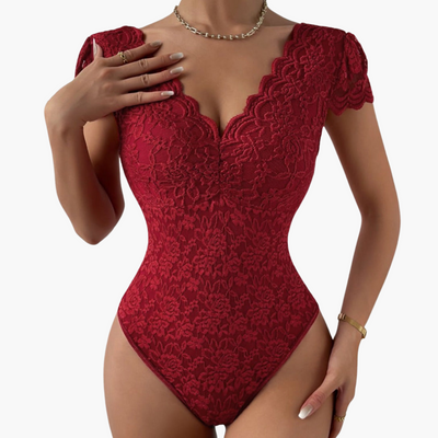 Bodysuit aus Spitze für Frauen - Eleganter V-Ausschnitt