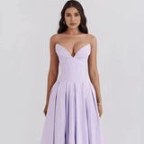 Trägerloses Korsett-Midi-Kleid für Damen – Flieder Laarni