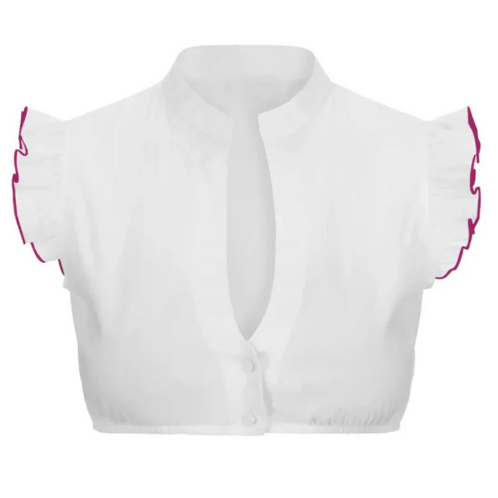 Kurzärmlige Bluse Mit Rüschen Für Damen | Traditionell
