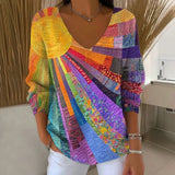 Nora | Klassisches Damen Langarmshirt V-Ausschnitt – Mehrfarbig