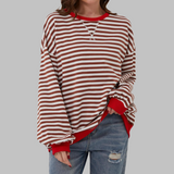 Adelia - Gestreiftes Soft-Touch-Langarm-Sweatshirt – Rot