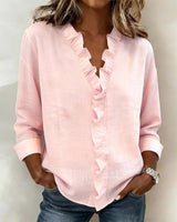 Lena | Stilvolle Bluse für Damen mit Volants – Rosa