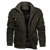 Herren gefütterte Utility-Feldjacke mit Kordelzug und Taschen – Olivgrün 9933