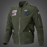 Herren Bomberjacke mit Patch-Applikationen und Ärmeltasche – Grün