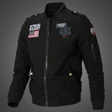 Herren Bomberjacke mit Patch-Applikationen und Ärmeltasche – Schwarz