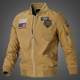 Herren Bomberjacke mit Patch-Applikationen und Ärmeltasche – Khaki