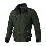 Herren Canvas-Bomberjacke mit Rippbündchen und Brusttaschen – Olivgrün