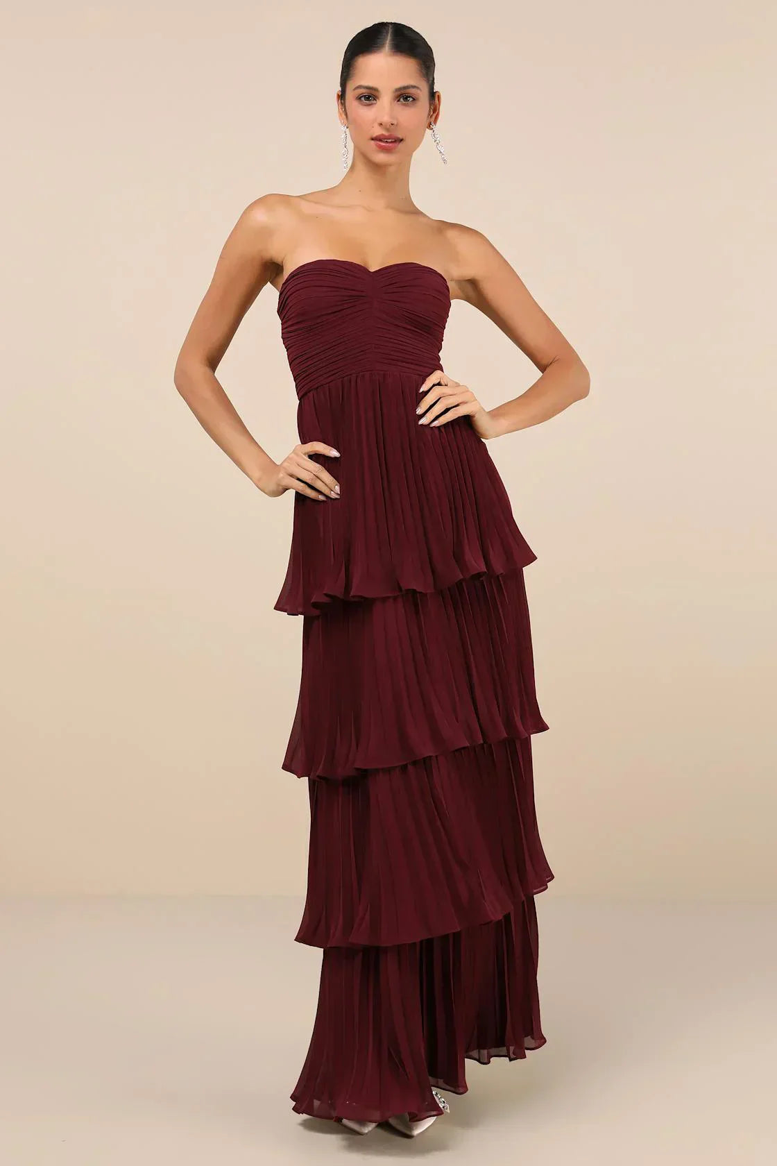 Levina™ - Strapeless Layered Ruffle Maxi Dress