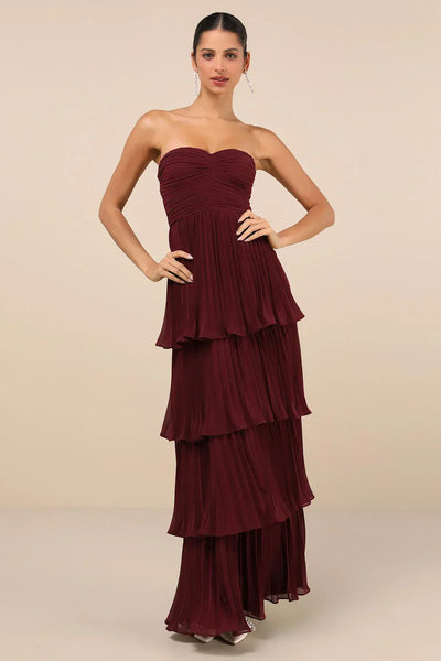 Levina™ - Strapeless Layered Ruffle Maxi Dress