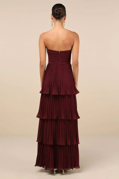 Levina™ - Strapeless Layered Ruffle Maxi Dress