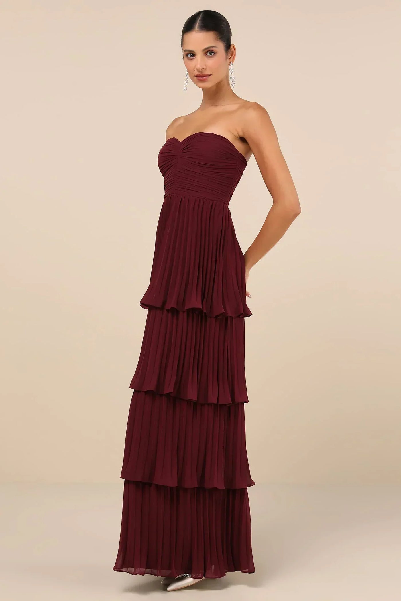 Levina™ - Strapeless Layered Ruffle Maxi Dress