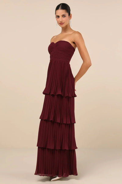 Levina™ - Strapeless Layered Ruffle Maxi Dress