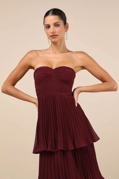 Levina™ - Strapeless Layered Ruffle Maxi Dress
