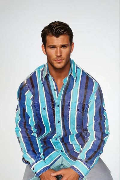 Herren Locker Retro Gestreift Hemd | Klassisch