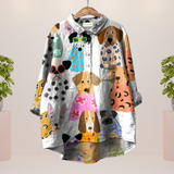 Elena | Lässiges Damen Kunstshirt mit auffälligem Print – Hund Farbe