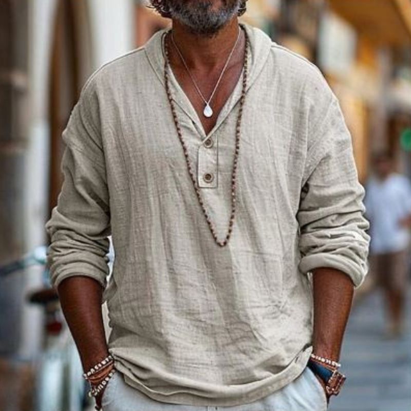 Herren Freizeithemd mit Knöpfen | Langarm Shirt im lockeren Stil