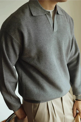 Ellison | Strick-Polo – grau