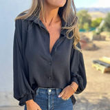 Julia | Edle Oversize Bluse Damen – Schwarz