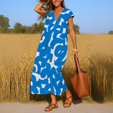 Tallisia - Midikleid mit V-Ausschnitt und weichem Griff – Blau