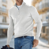 Sebastian | Leichter Quarter-Zip-Strickpullover für Herren – Weiß