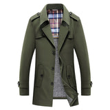 Herren Trenchcoat mit gesteppter Thermofütterung und kariertem Innenfutter – Tarngrün