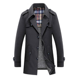 Herren Trenchcoat mit gesteppter Thermofütterung und kariertem Innenfutter – Schwarz
