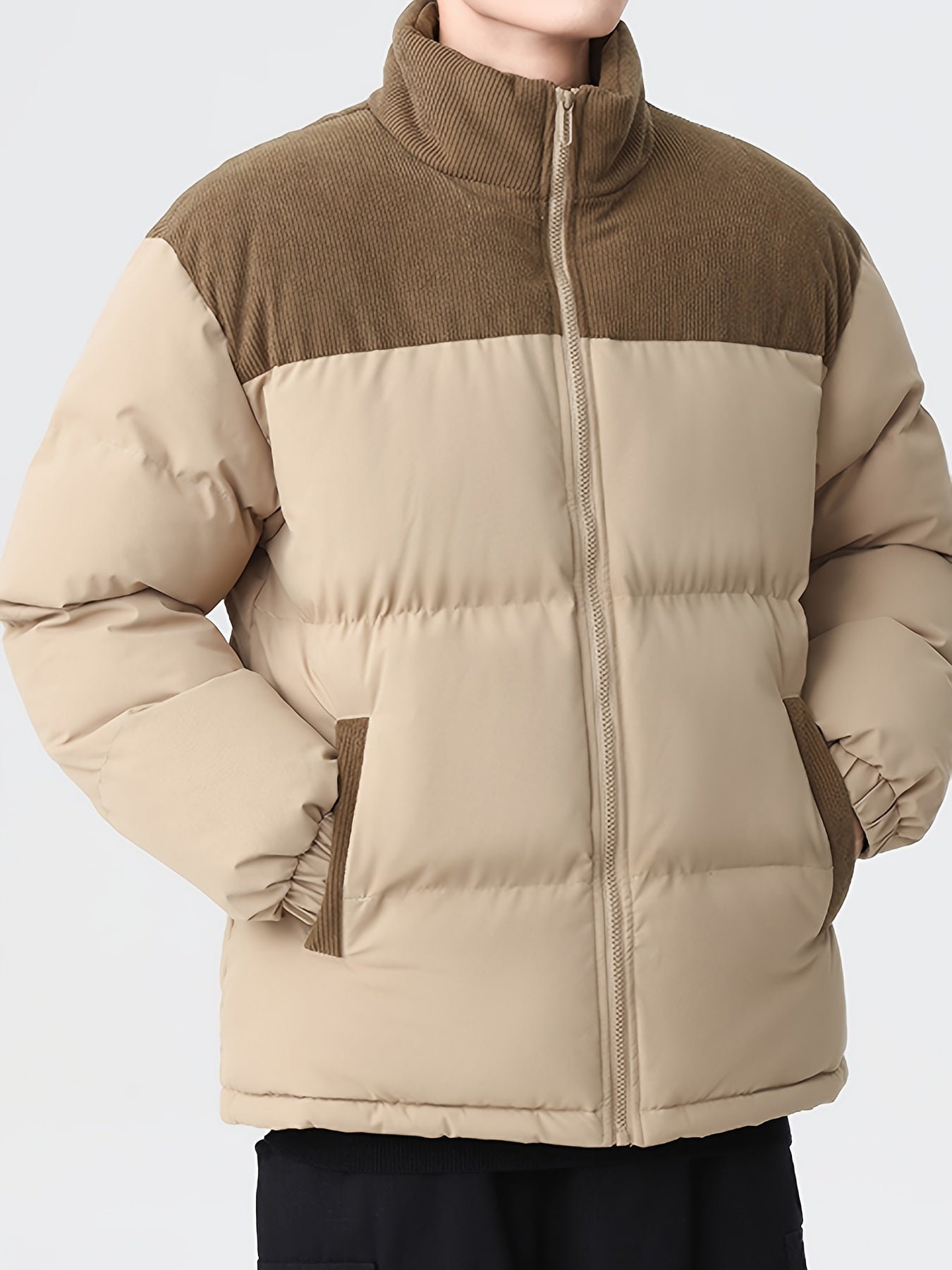 Stilvolle trendige Farbblock-Puffer-Winterjacke für Herren | Ideal für den Winter