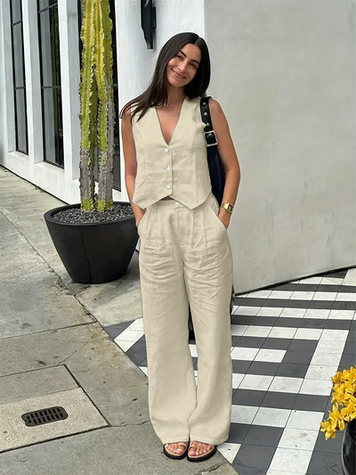 Jorja – Elegantes ärmelloses Zweiteiler Outfit-Set