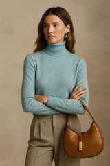 Nina | Damen Kaschmirpullover hochwertig elegant – Hellblau