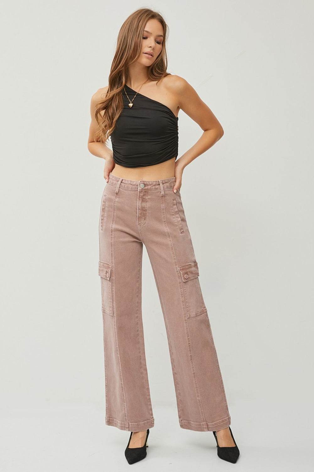 Klaudia® | Damen High-Waist Cargo-Jeans