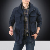 Herren Utility-Fieldjacke mit Klapp- und Reißverschlusstaschen – Dunkelblau