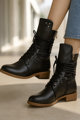 Shanaia | Damen-Stiefeletten mit Schnürung – schwarz