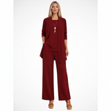 Waverly | Elegantes 3-teiliges Damen-Kleiderset – Weinrot