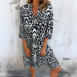 Damen Kleid Mit V Ausschnitt Und Lockerer Passform – Schwarz