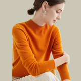 Monika | Damen Rollkragenpullover aus Merinowolle für den Winter – Kürbisfarbe