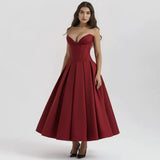 Laarni Kleid – Elegantes Korsett-Midi-Kleid für besondere Anlässe – Rot Laarni
