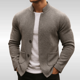 Herren Strickcardigan Mit Struktur – Stilvoller Knopf-Layering Pullover – Grau (Fast ausverkauft)